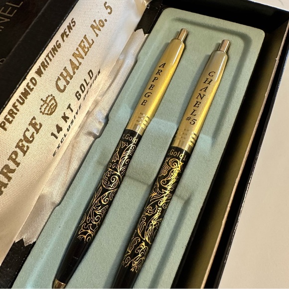 Vintage Arpege + Chanel No. 5 Perfumed Writing Pens - 14k Gold Wrapped - Picture 6 of 8